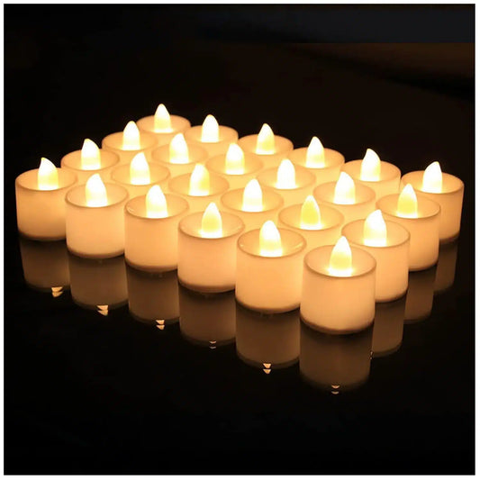 24 Pcs Decorative LED Tealight for Gifting, Mandir, Office & Home Décor (Yellow, Matte)