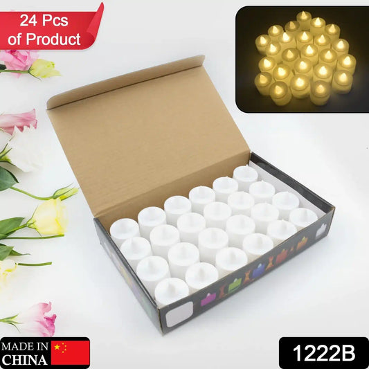 24 Pcs Decorative LED Tealight for Gifting, Mandir, Office & Home Décor (Yellow, Matte)