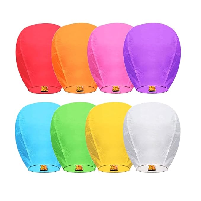 Sky Lanterns Paper Flying Sky Lantern Hot Air Balloon with Wax Candle Beautiful Lanterns for Weddings, Birthdays, Parties, Memorials, Diwali (Pack of 6)