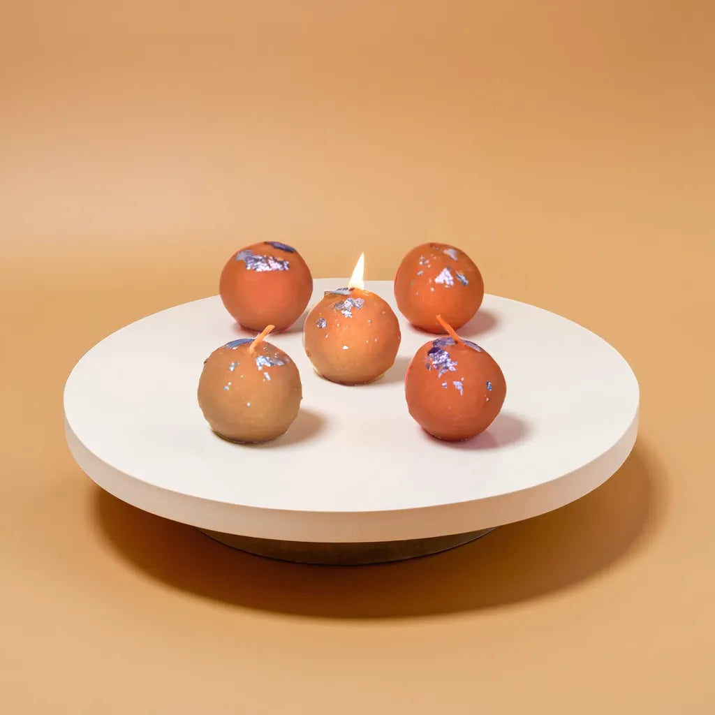 Traditional Ladoo Candles for Festive Gifting, Home Decor, Diwali Gift Set (Ladoo Candles, 6, Count)