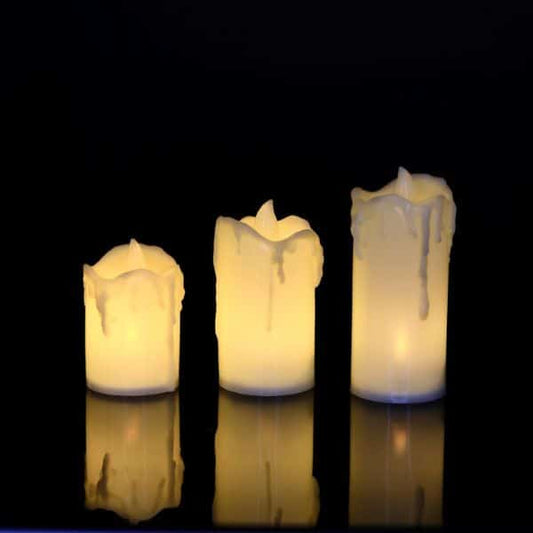 3 Pcs Flameless & Smokeless LED Decorative Candles Tealight for Christmas Home Diwali Decoration Items for Home Decor, Decorative Tealight Candles for Gifting Room